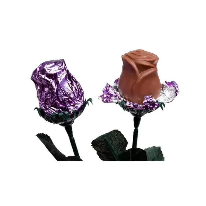 Madelaine Foiled 1/2-Ounce Milk Chocolate Roses - Lavender: 12-Piece Box