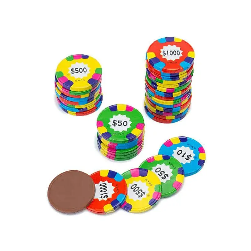 Madelaine Foiled Milk Chocolate Poker Chips - Assorted: 10LB Case
