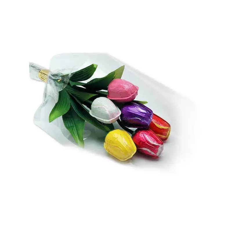 Madelaine Foiled Milk Chocolate Tulips Candy: 6-Piece Bouquet
