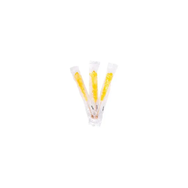 Rock Candy Crystal Sticks - Yellow - Wrapped: 100-Piece Case