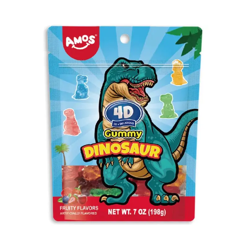 Amos 4D Gummy Dinosour Peg Bag: 12-Piece Case