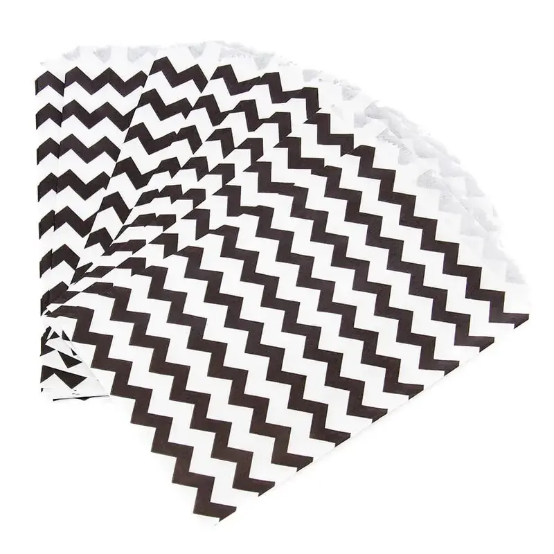 Black Chevron Stripe Candy Bags: 25-Piece Pack