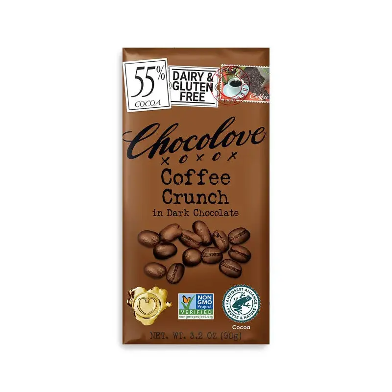 Chocolove Coffee Crunch Dark Chocolate Candy Bars: 12-Piece Box