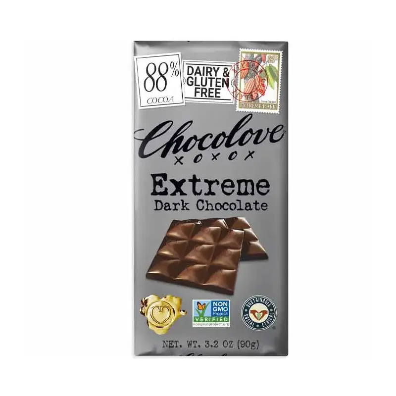 Chocolove Extreme Dark Chocolate Candy Bars: 12-Piece Box