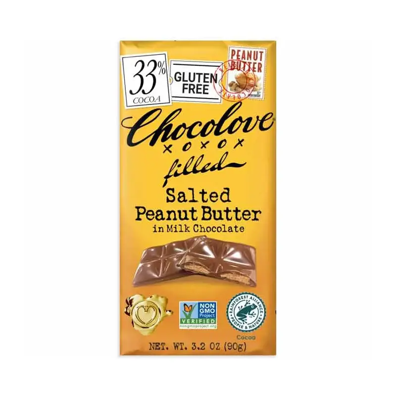 Chocolove Salted Peanut Butter Milk Chocolate Candy Bars: 10-Piece Box