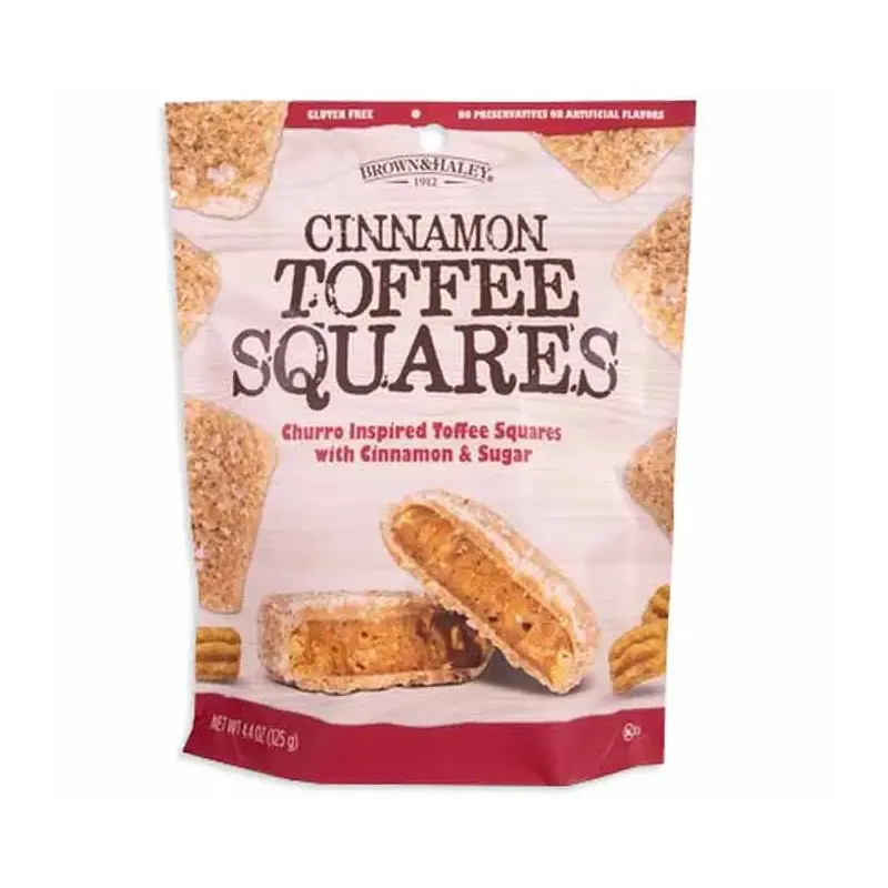 Cinnamon White Toffee Squares Candy Peg Bags: 8-Piece Case