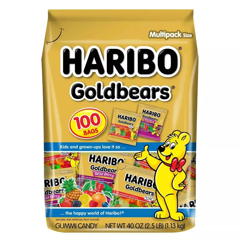 Haribo Gold-Bears Gummy Bears Mini Packs: 100-Piece Bag