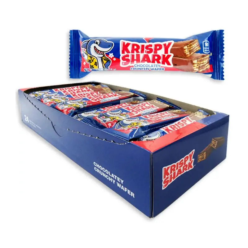 Krispy Shark Chocolatey Wafer Bar Candy: 24-Piece Box