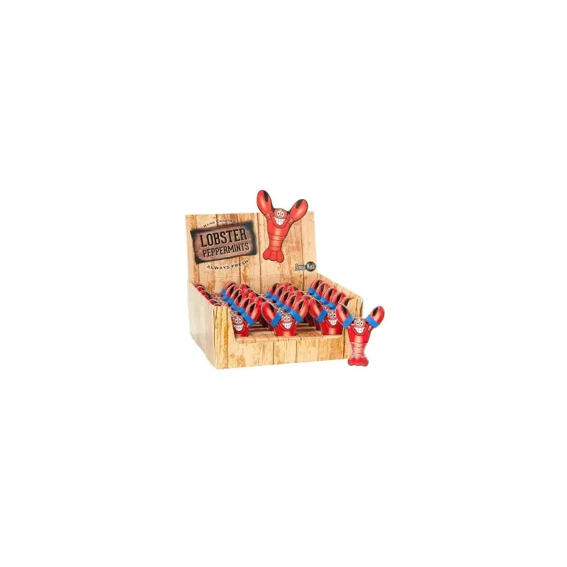 Lobster Shaped Peppermint Candy Tin: 18-Piece Display