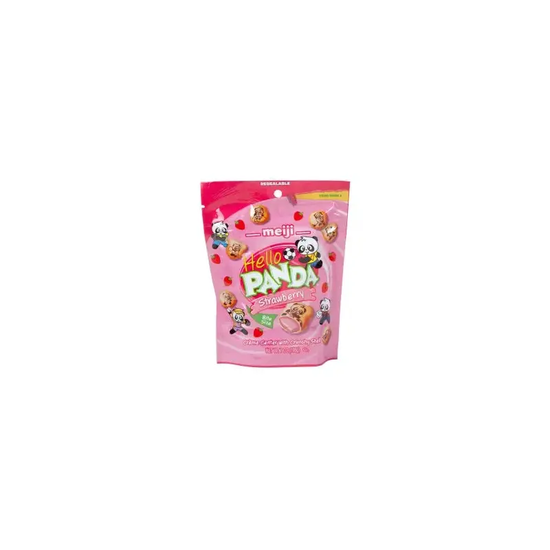 Meiji Hello Panda Strawberry Creme Filled Cookies Pouches: 6-Piece Case