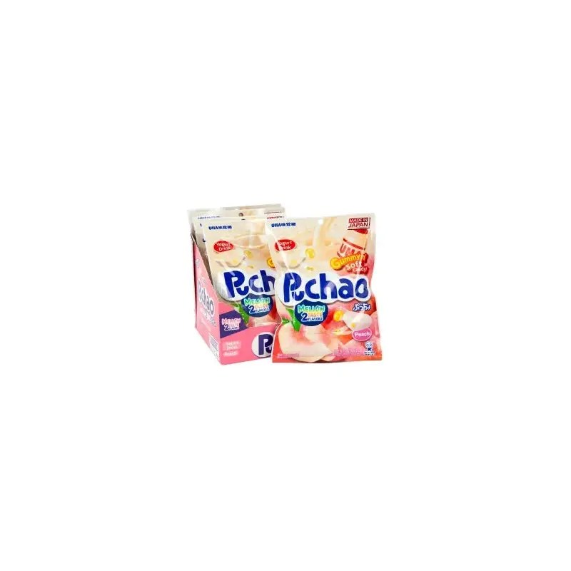 Puchao Yogurt & Peach Chewy Candy Peg Bag: 6-Piece Case