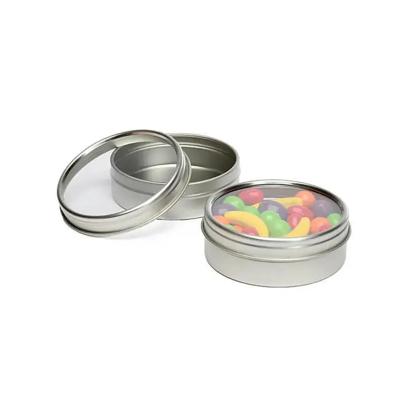 Windowed Round Candy Tins - 2-Ounce: 24-Piece Set