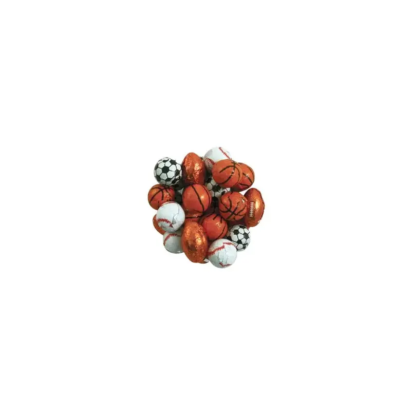 Foiled Milk Chocolate Sports Balls - Assortment: 24LB Case