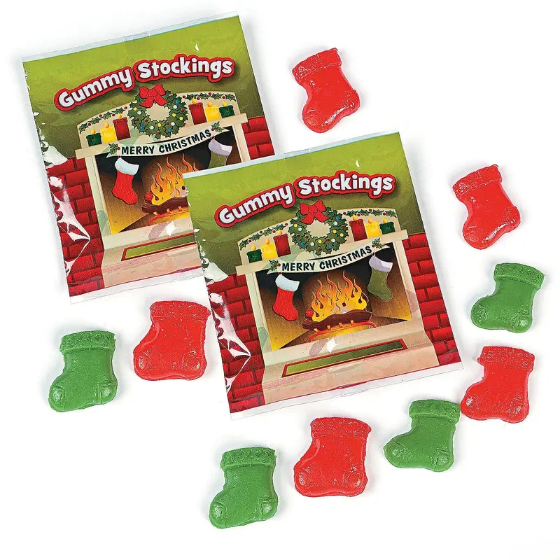 Gummy Christmas Stockings Candy Packs: 18-Piece Bag