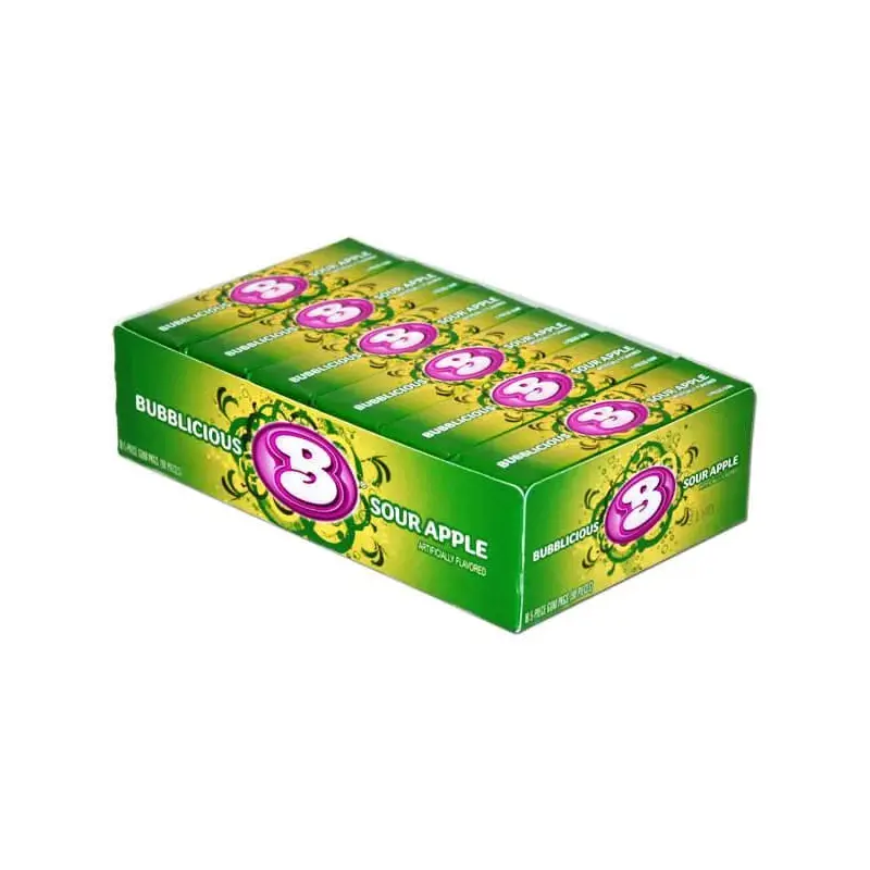 Bubblicious Bubble Gum Packs - Sour Apple: 18-Piece Box