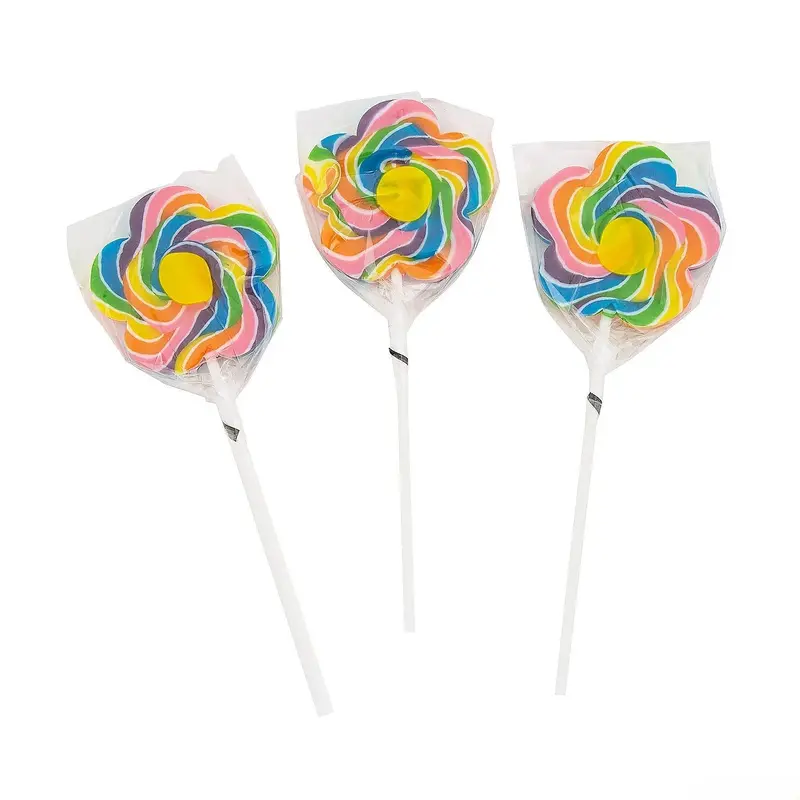 Flower Shaped 3" Swirl Lollipops: 12-Piece Box