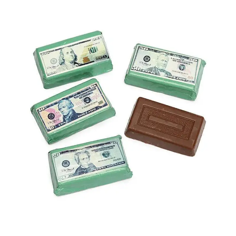 Foiled Double Crisp Milk Chocolate Money Mini Bars: 4LB Bag