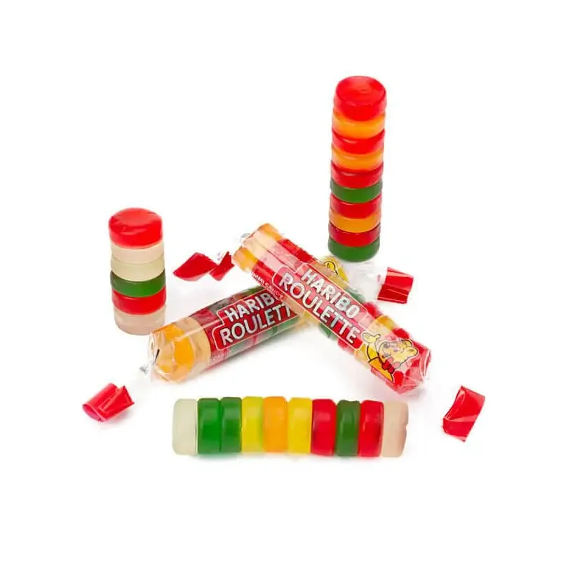 Haribo Roulette Gummy Candy Rolls: 36-Piece Box