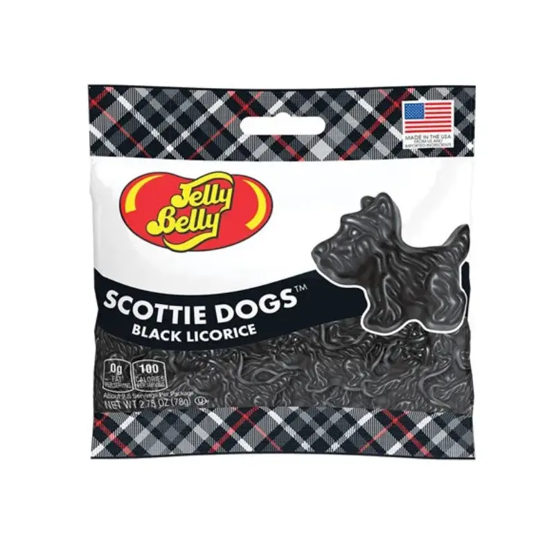 Jelly Belly Black Licorice Scottie Dogs Peg Bags: 12-Piece Case