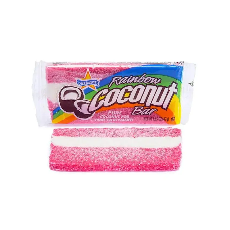 Atkinson Rainbow Coconut Candy Bars: 24-Piece Box
