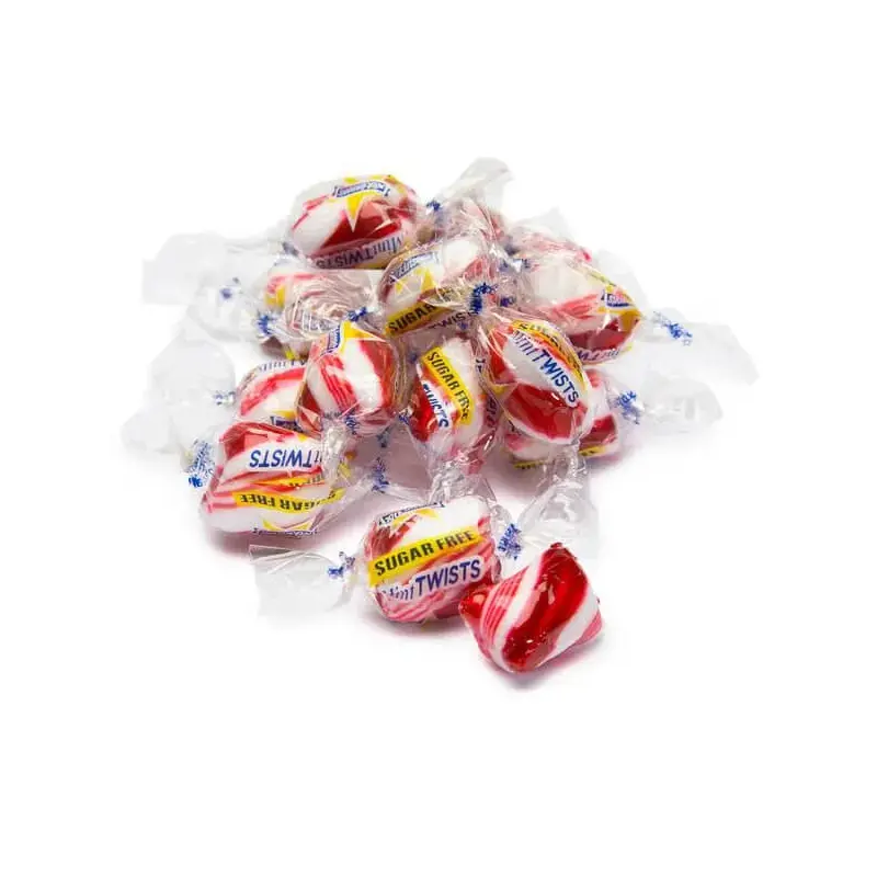Atkinson Sugar Free Hard Candy Twists - Peppermint Peg Bags: 12-Piece Case