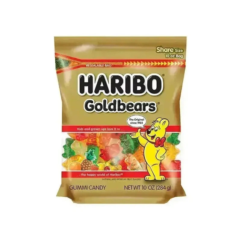 Haribo Gold-Bears Gummy Bears Candy Stand Up Peg Bags: 8-Piece Case