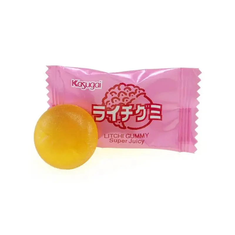 Kasugai Lychee Gummy Candy: 24-Piece Case
