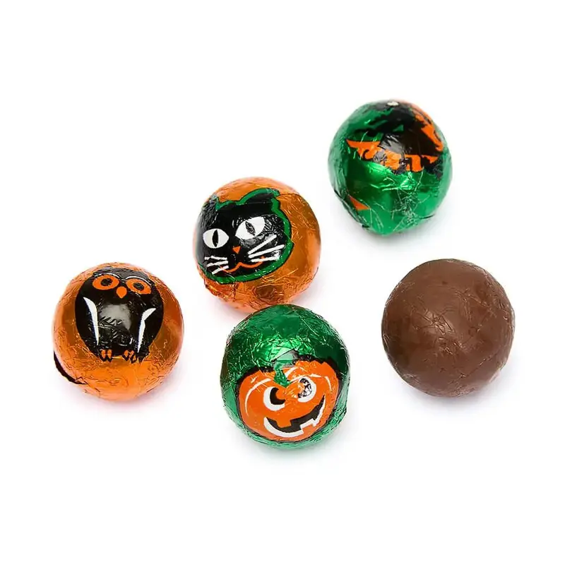 Madelaine Halloween Foiled Milk Chocolate Balls: 10LB Case