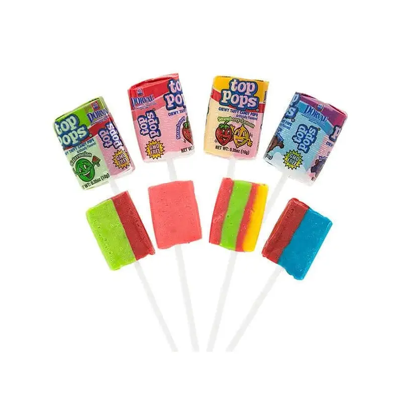 Top Pop Chewy Taffy Candy Suckers: 48-Piece Box