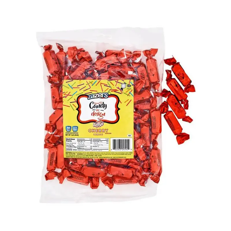 Zazers Red Foiled Cherry Chewy Candy: 1LB Bag