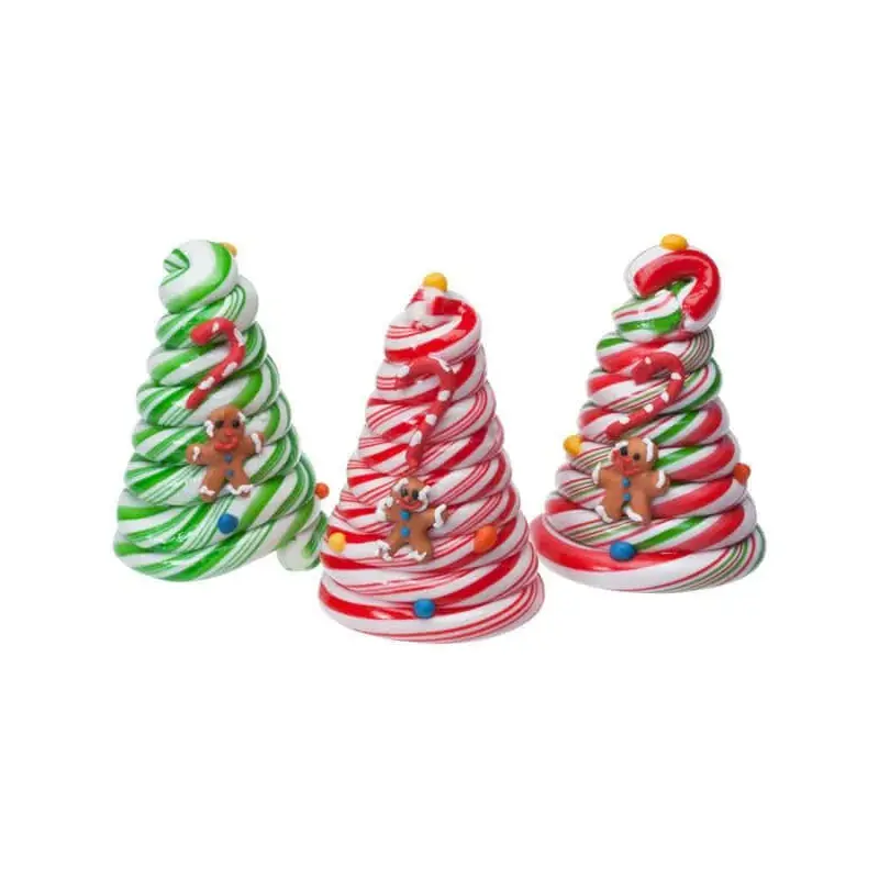 Bee International Hand Decorated Candy Cane Christmas Trees: 12-Piece Box