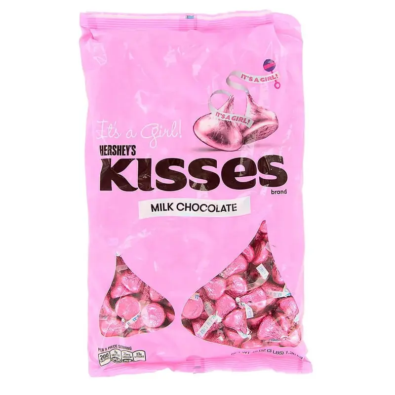 Hershey's Kisses It's a Girl Pink Foiled Milk Chocolate Candy: 3LB Bag