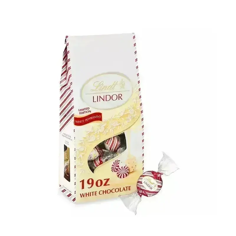 Lindt Lindor Holiday White Chocolate Peppermint Truffles: 19-Ounce Bag