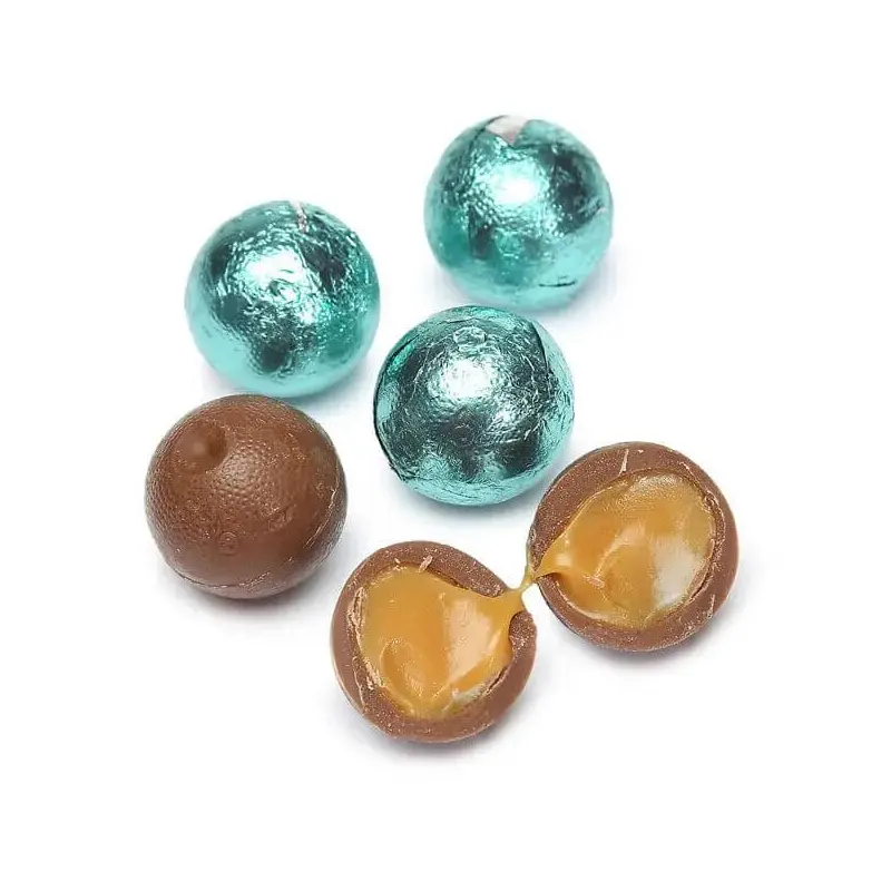 Palmer Foiled Caramel Filled Chocolate Candy Balls - Robin Egg Blue: 5LB Bag