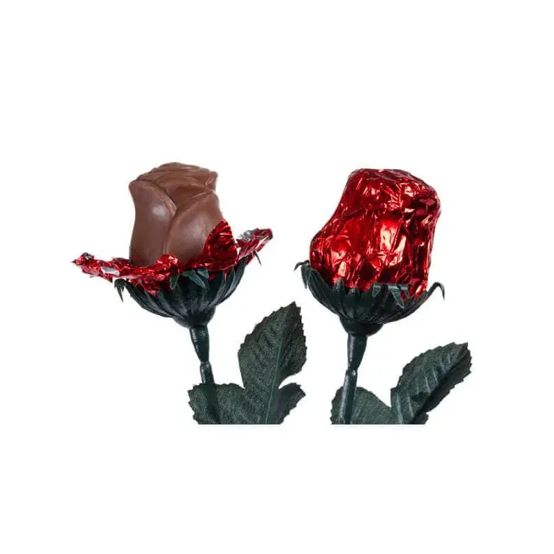 Madelaine Foiled 1/2-Ounce Solid Milk Chocolate Roses - Red: 12-Piece Box