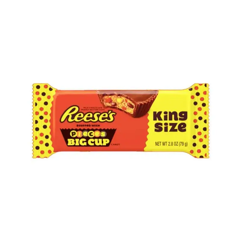 Reese's Peanut Butter Big Cups Stuffed with Reese's Pieces Candy King Size Packs: 16-Piece Box