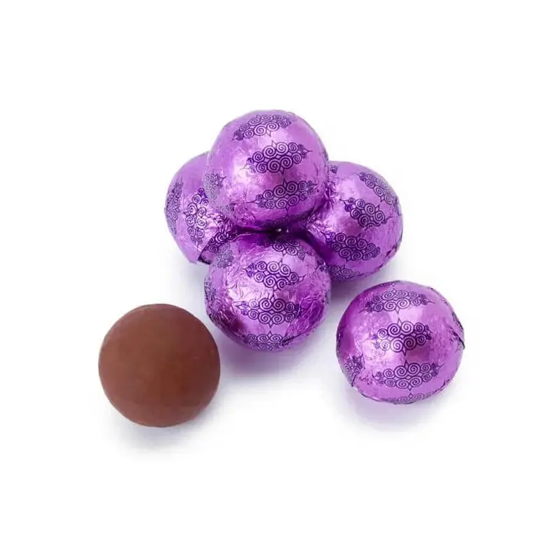 Thompson Purple Foiled Milk Chocolate Balls: 5LB Bag
