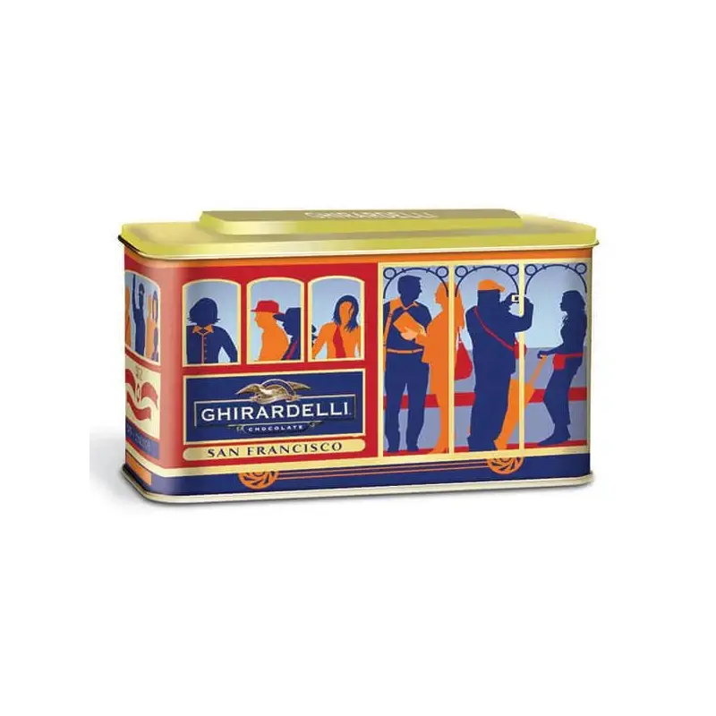 Ghirardelli Milk Chocolate Squares 18-Piece Cable Car Tins: 6-Piece Case