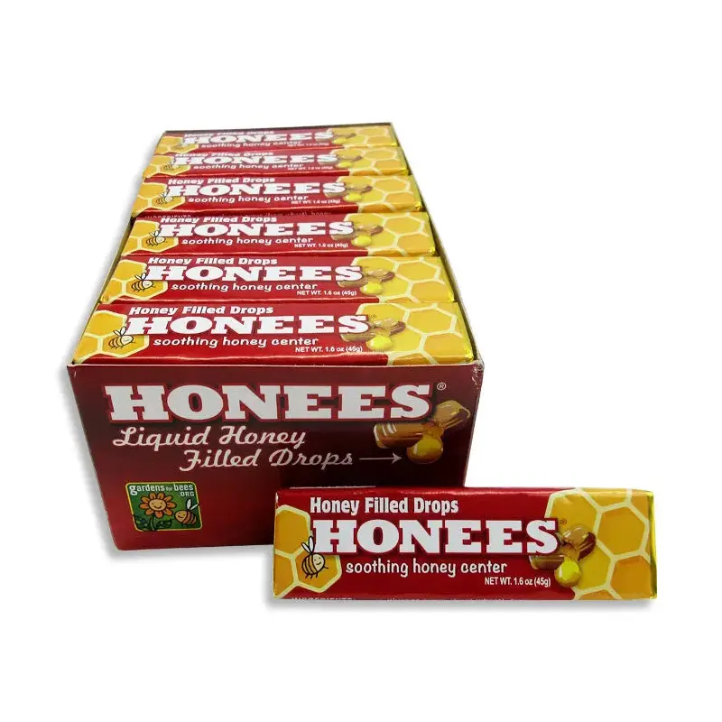 Honees Liquid Honey Filled Cough Drops Packs: 24-Piece Box