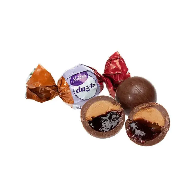 Madelaine Duets Peanut Butter & Raspberry Filled Chocolate Truffles: 40-Piece Box