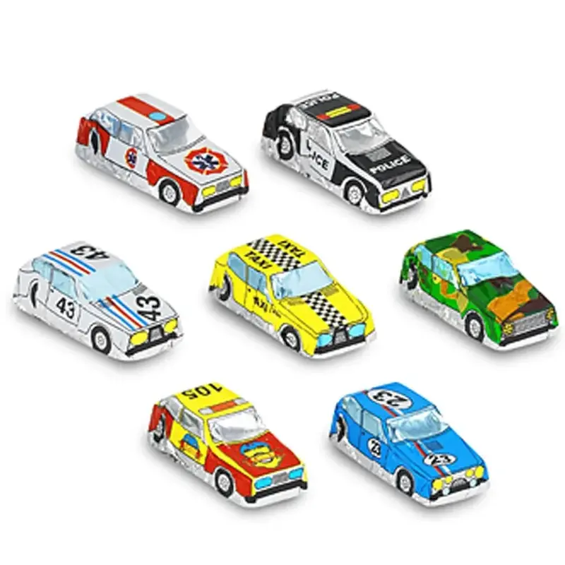 Madelaine Foiled Milk Chocolate Mini Race Cars: 100-Piece Display