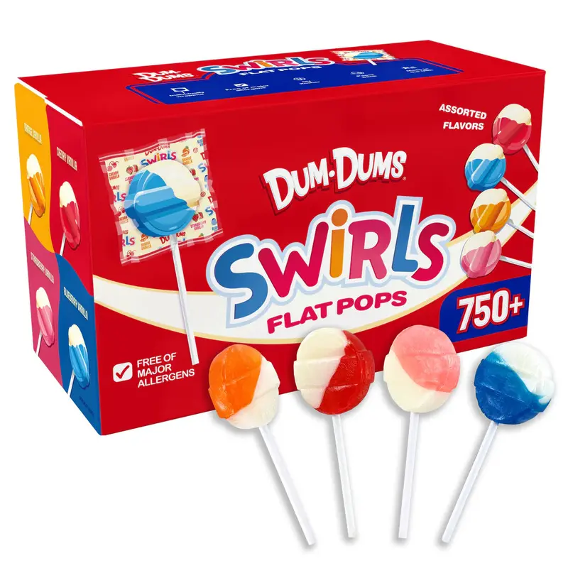 Dum Dums Swirl Flat Pops: 750-Piece Case