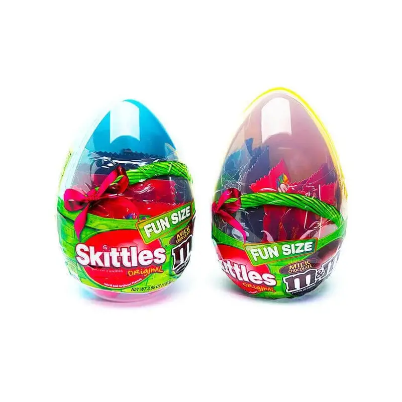Easter Egg Filled With Skittles and M&M's Candy Fun Size Packs