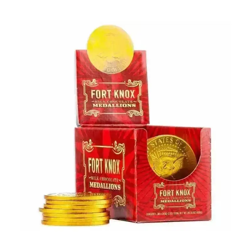 Fort Knox Gold Foiled Milk Chocolate US Dollar Medallions: 30-Piece Box