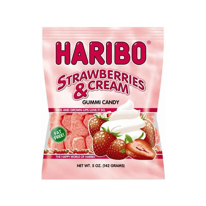 Haribo Gummy Strawberries & Creme Candy: 3.75LB Box