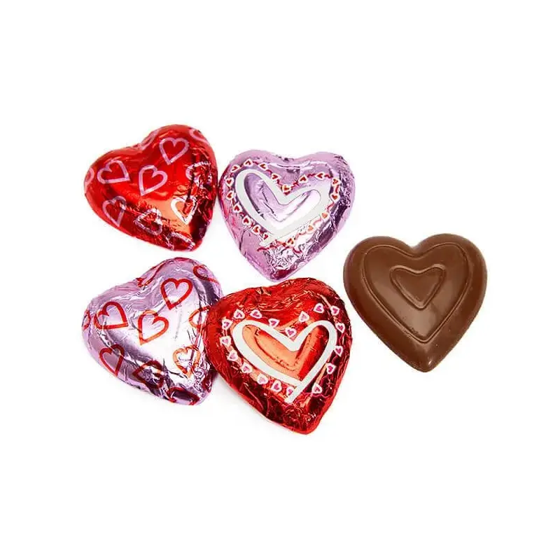 Madelaine Valentine Foiled Large Milk Chocolate Hearts: 60-Piece Box