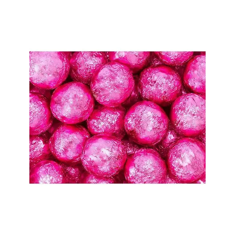 Thompson Pink Foiled Milk Chocolate Balls: 5LB Bag