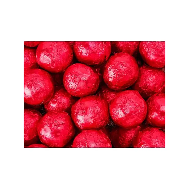 Thompson Red Foiled Milk Chocolate Balls: 5LB Bag