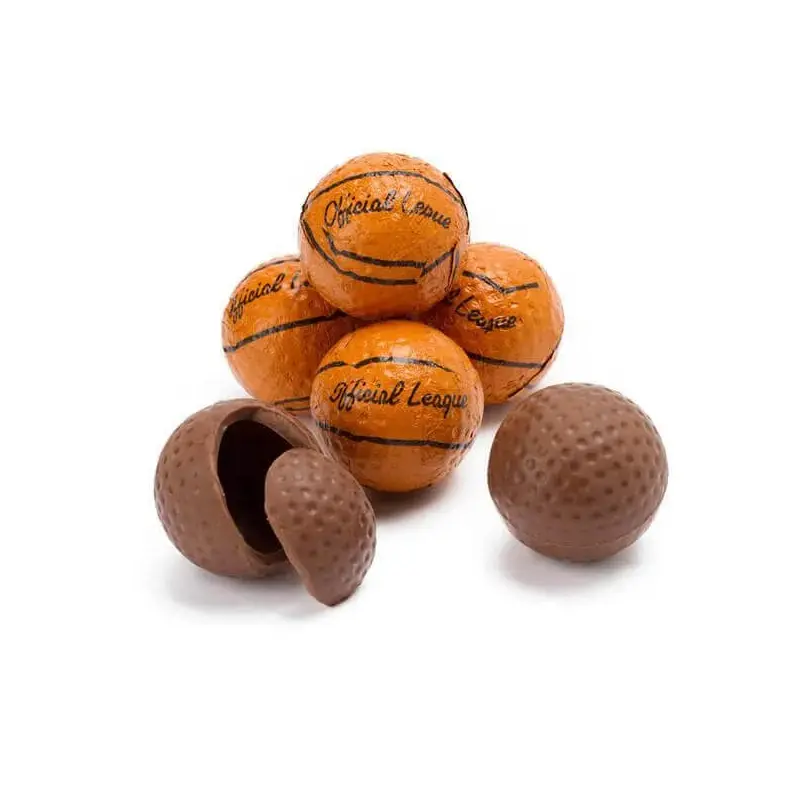 Madelaine Foiled Milk Chocolate 1.5-Inch Sports Balls Candy - Basketballs: 36-Piece Tub