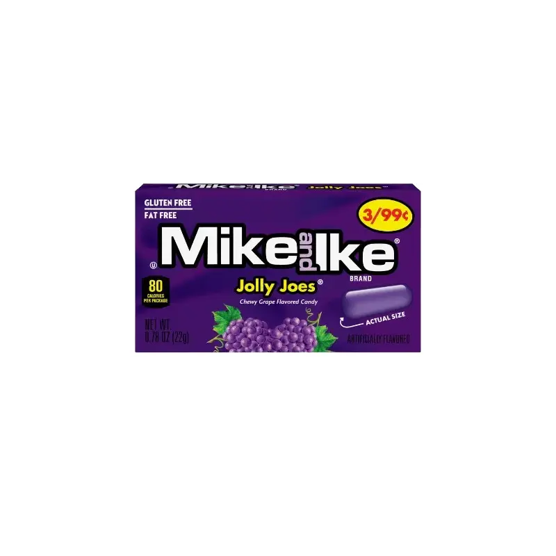 Mike and Ike Candy Jolly Joes Grape Mini Packs: 24-Piece Box